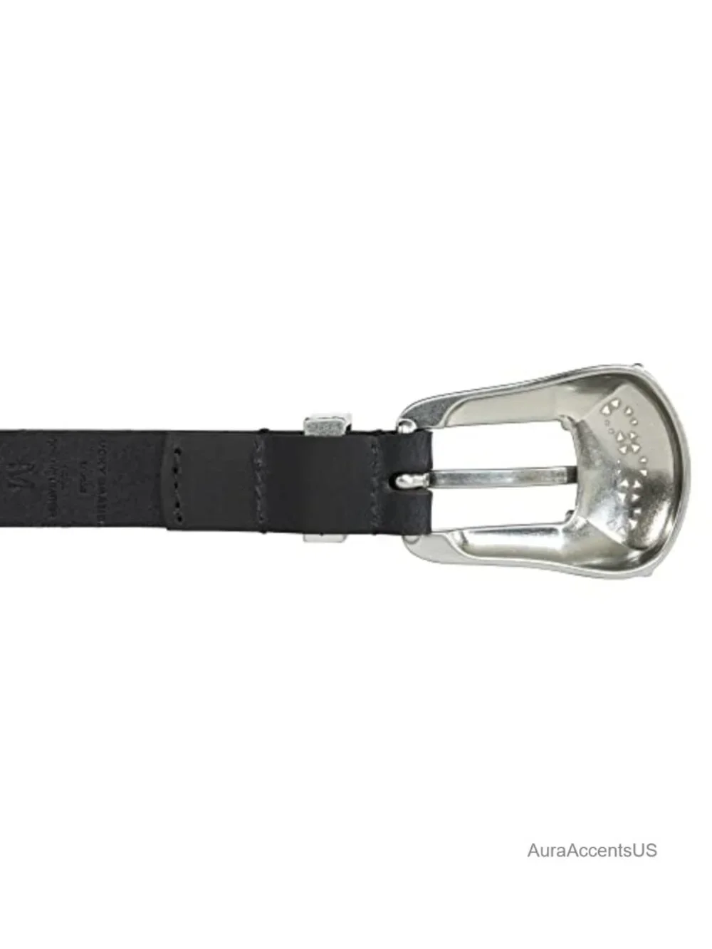 Vintage Western Leather Belt with Metal Roller Buckle
